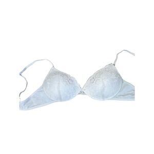 Maiden Form bra white underwire pushup lace overlay padded 36C